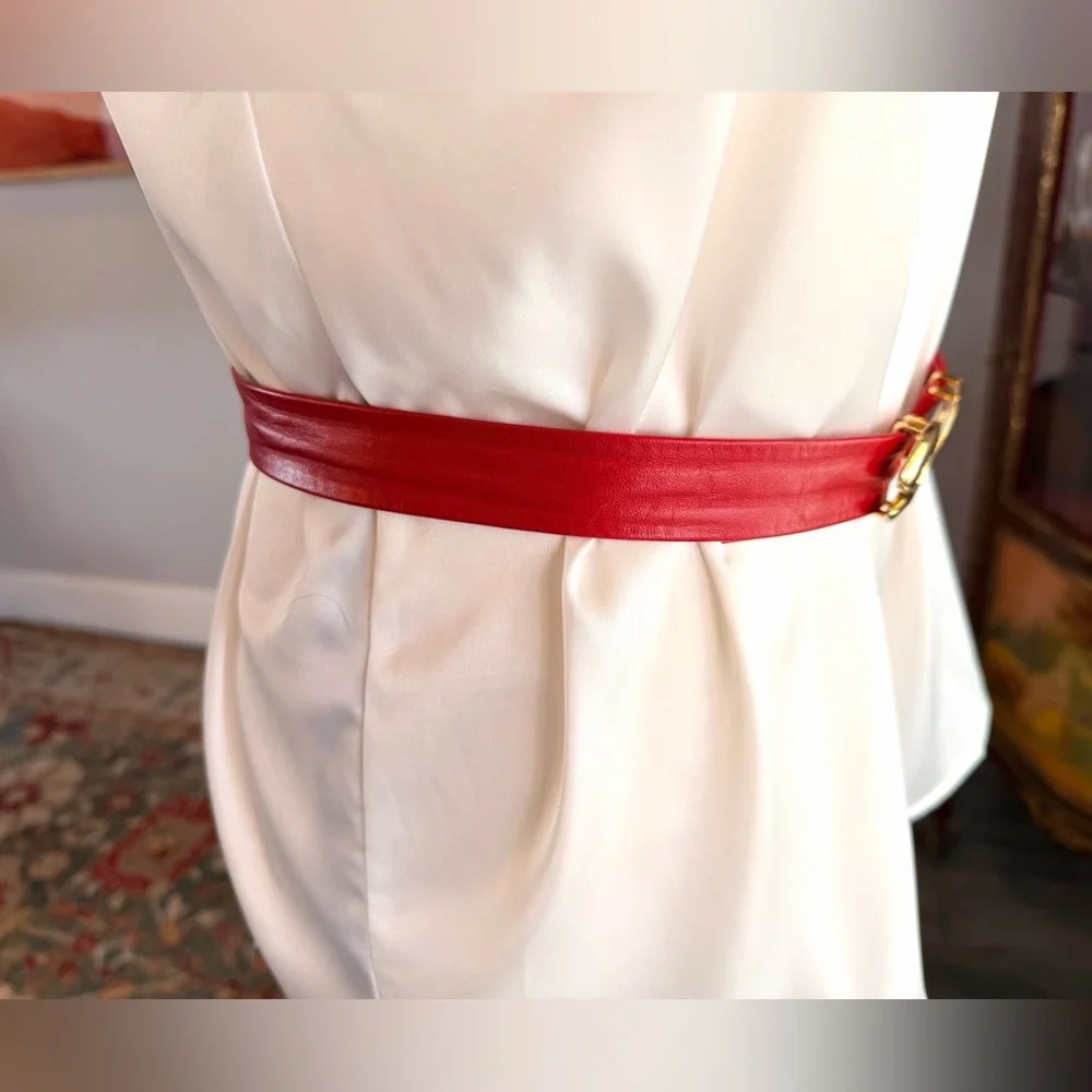 Vintage Robbie Nelson Red Leather Belt with Gold Clasp